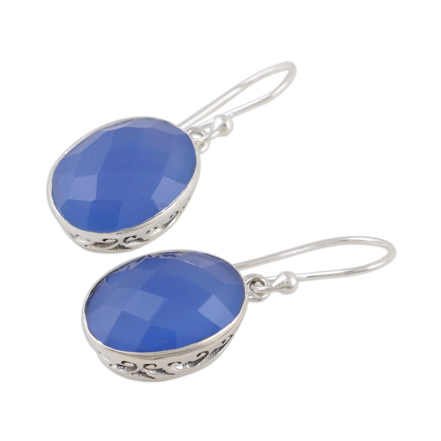 Blue Serenity Chalcedony Dangle Earrings