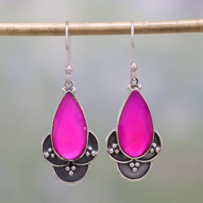 Royal Radiance Pink Chalcedony and Sterling Silver Dangle Earrings