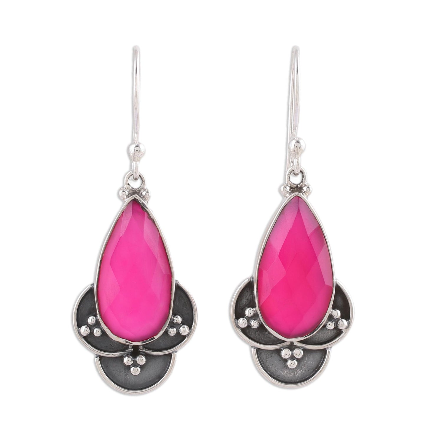 Royal Radiance Pink Chalcedony and Sterling Silver Dangle Earrings
