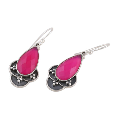 Royal Radiance Pink Chalcedony and Sterling Silver Dangle Earrings