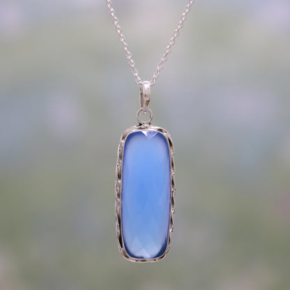 Sea of Blue Blue Chalcedony and Sterling Silver Pendant Necklace