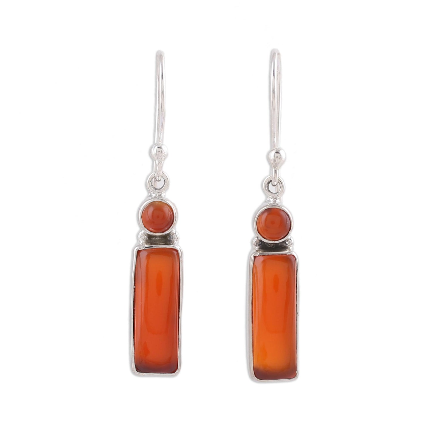 Radiant Allure Carnelian and Sterling Silver Dangle Earrings from India