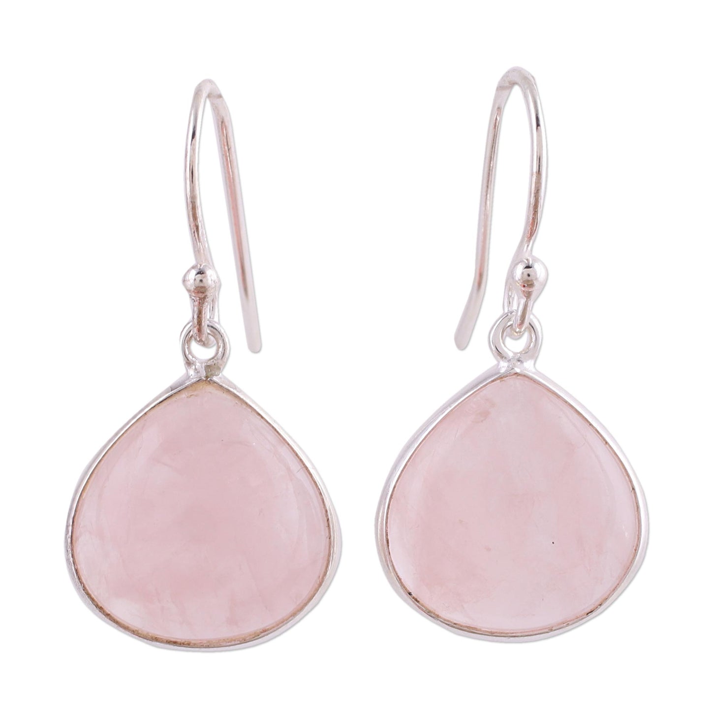 Dancing Soul Rose Quartz and Sterling Silver Dangle Earrings from India