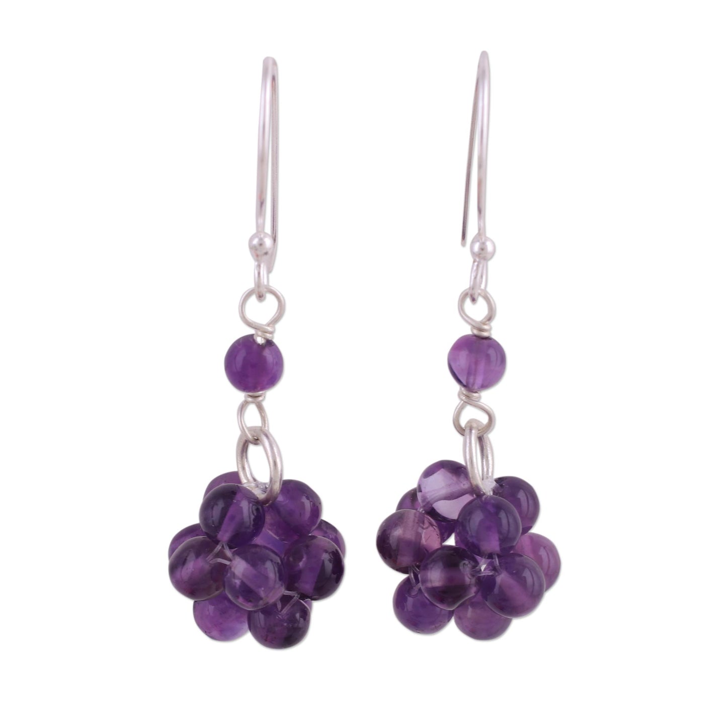 Regal Temptation Amethyst & Silver Beaded Earrings