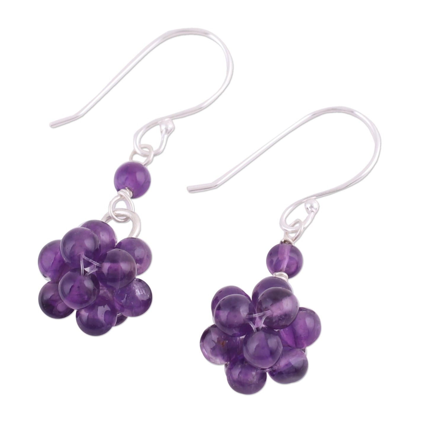 Regal Temptation Amethyst & Silver Beaded Earrings