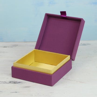 Purple Glamour Purple Cotton Covered Wood Decorative Box with Embroidery