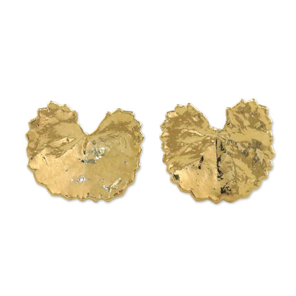 Shining Pennywort Gold Plated Natural Centella Leaf Earrings from Thailand