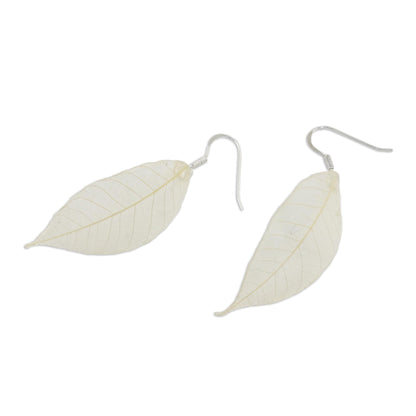 Stunning Nature in Straw Natural Leaf Dangle Earrings in Straw from Thailand