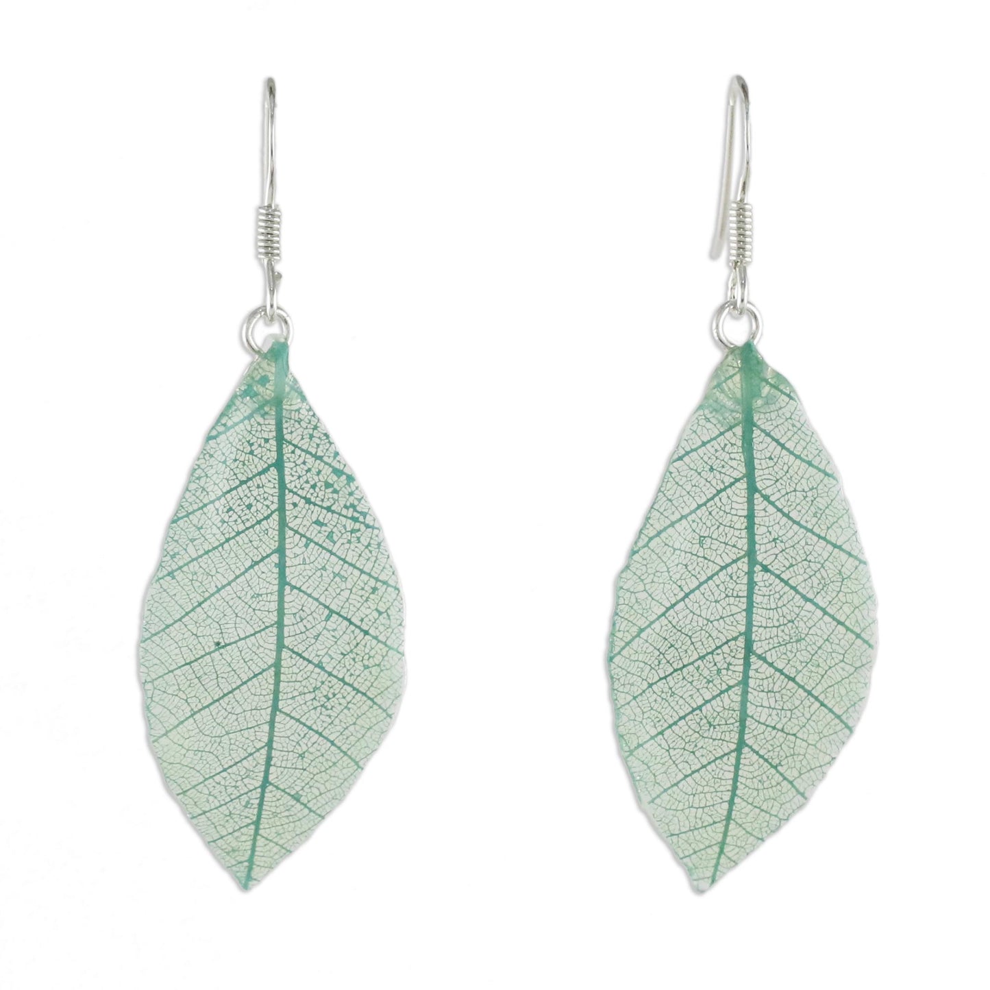 Stunning Nature in Jade Natural Leaf Silver Earrings