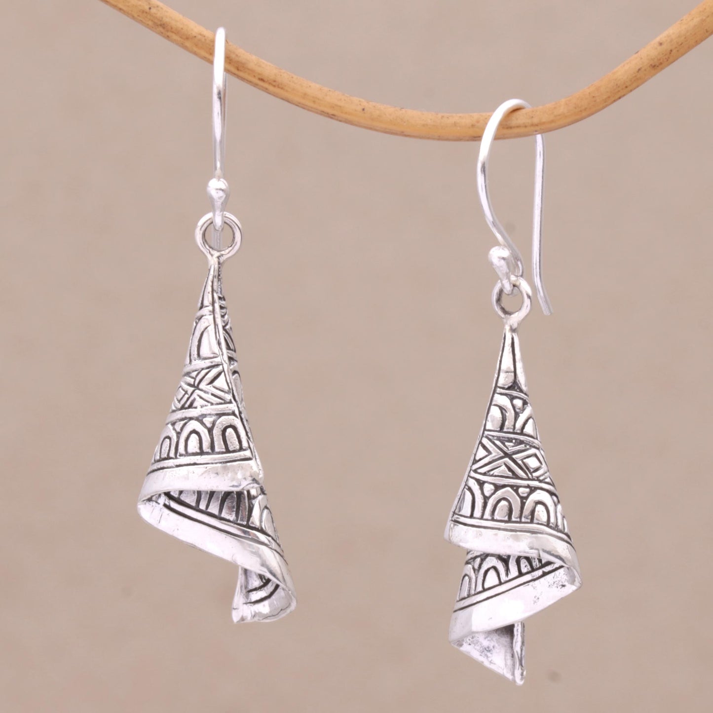 Shining Sonket Silver Dangle Earrings