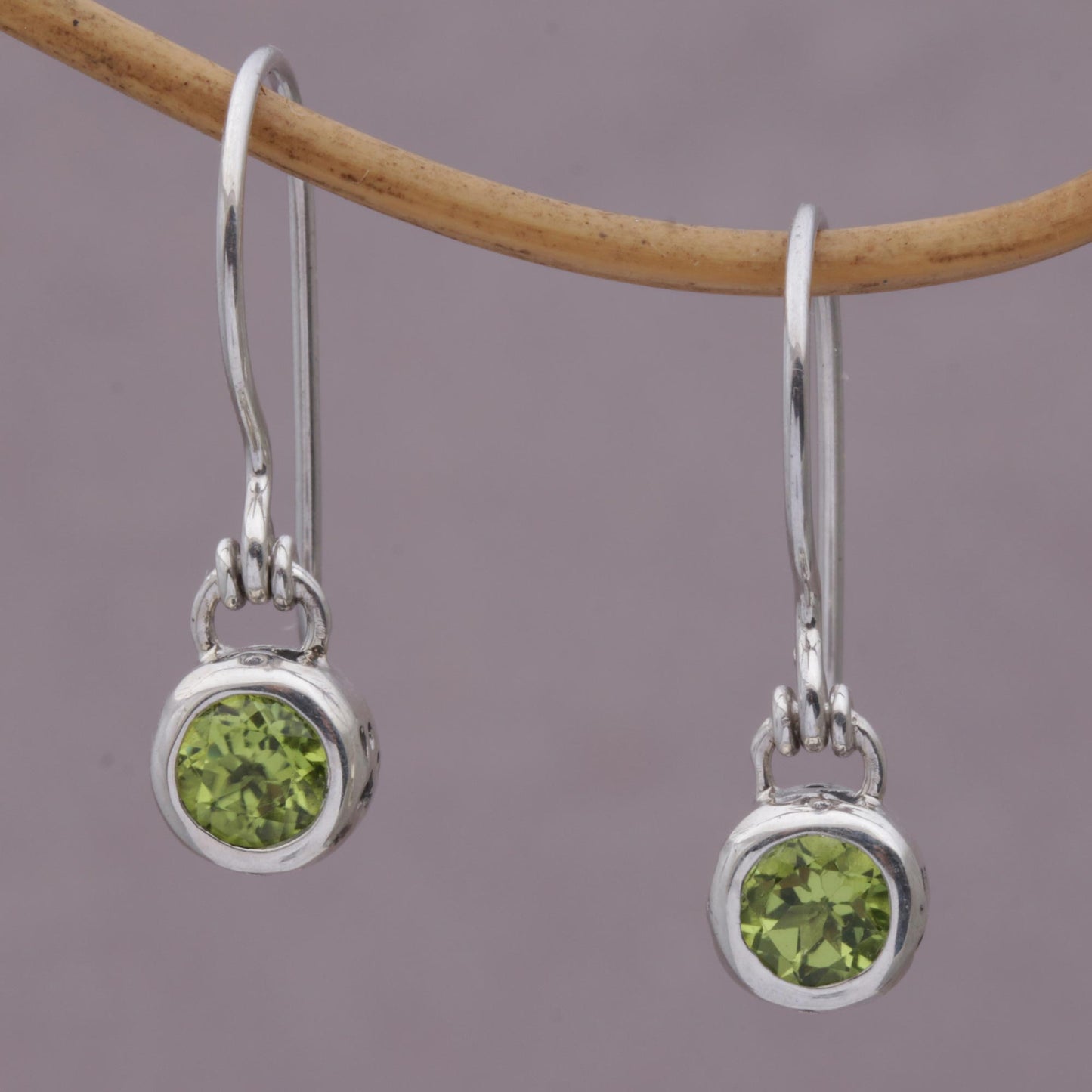 Glowing Paws Peridot and Sterling Silver Dangle Earrings from Bali