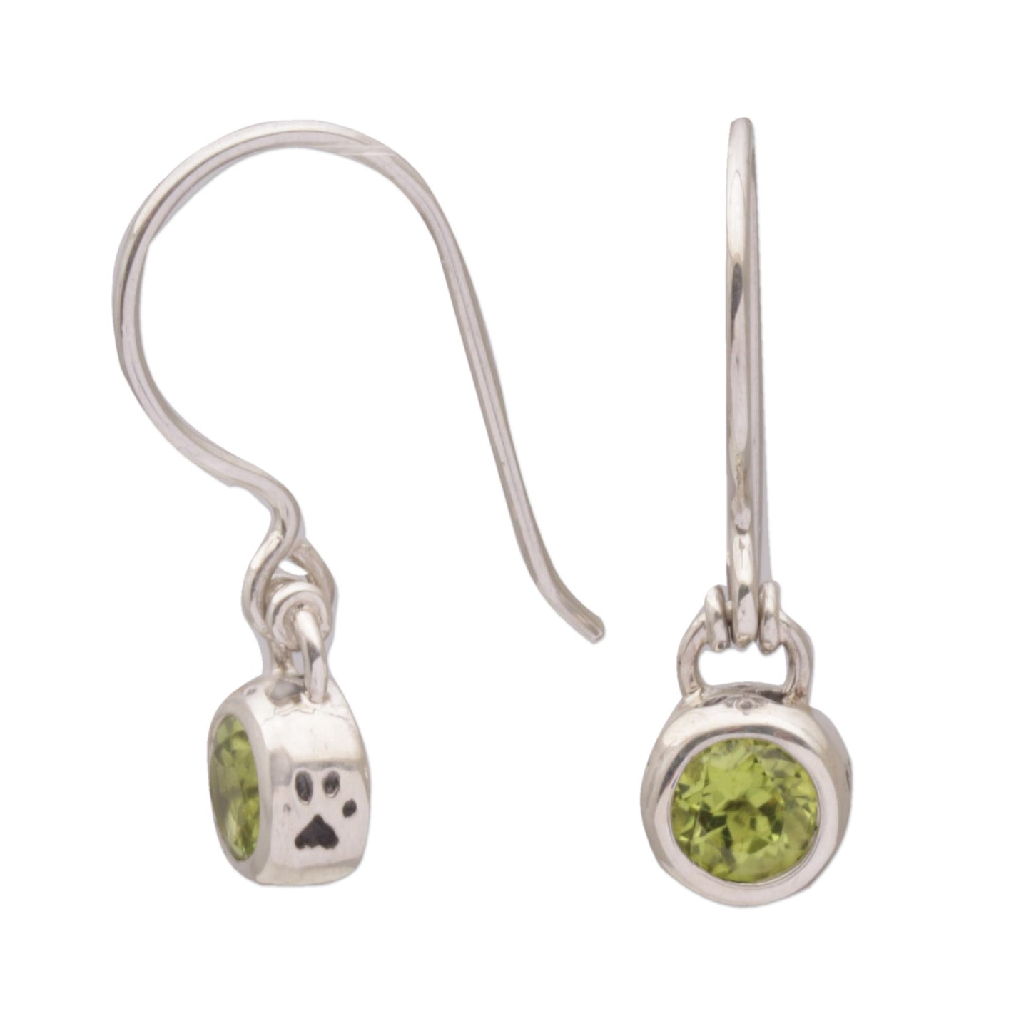 Glowing Paws Peridot and Sterling Silver Dangle Earrings from Bali