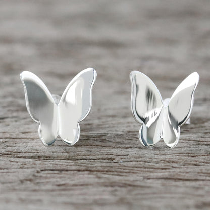 Silver Thoughts Handmade Sterling Silver Butterfly Earrings from Thailand