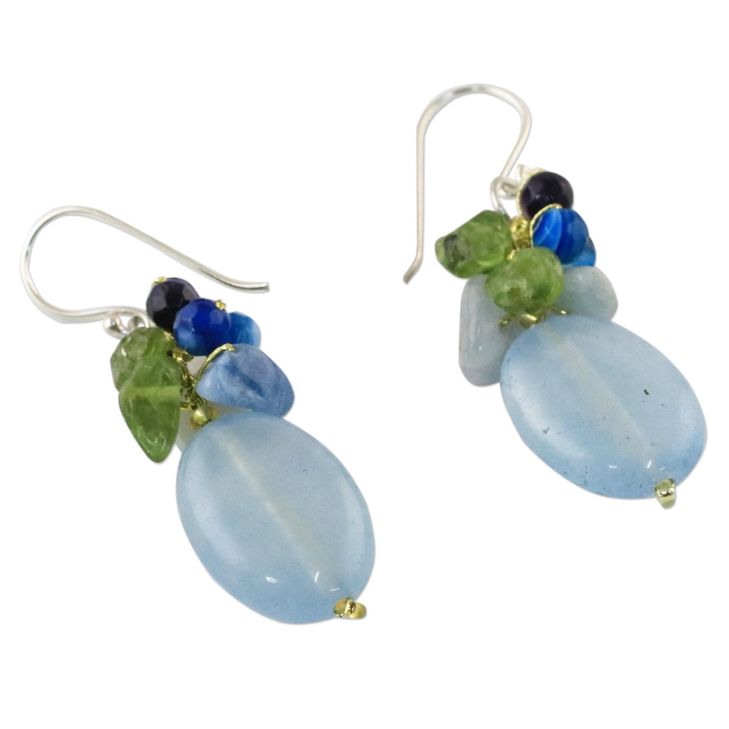 Light Blue Princess Blue Quartz Multi-Gemstone Dangle Earrings from Thailand