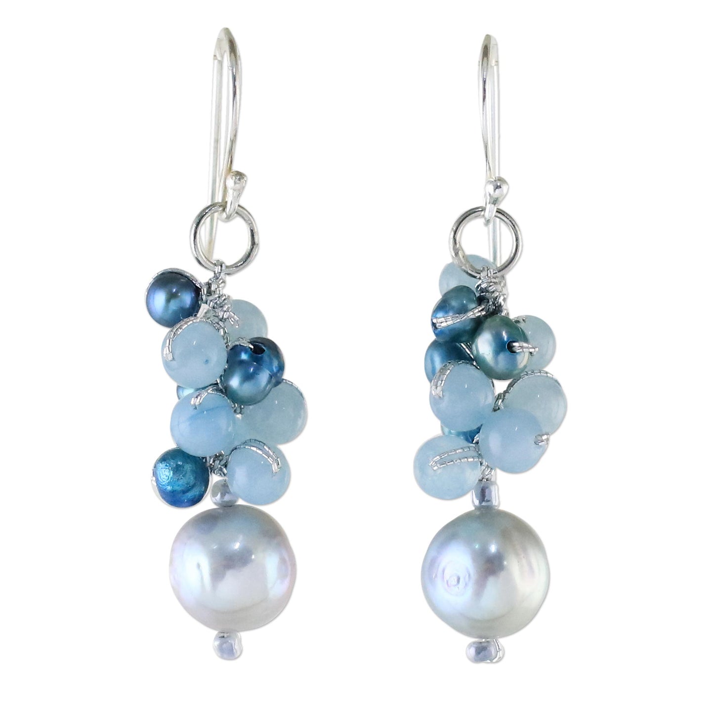 Happy Bunch Cultured Pearl and Quartz Dangle Earrings from Thailand