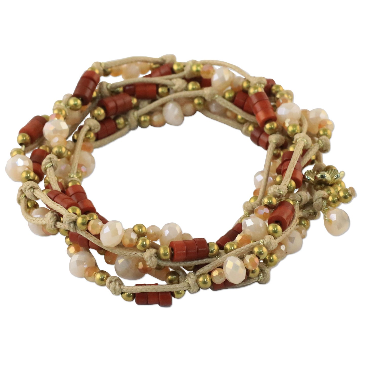 Lively Party Calcite and Glass Beaded Wrap Bracelet from Thailand