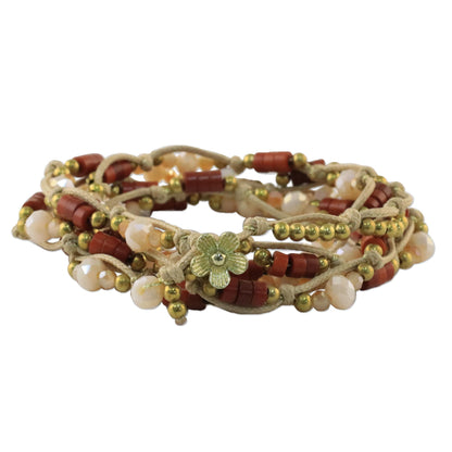 Lively Party Calcite and Glass Beaded Wrap Bracelet from Thailand