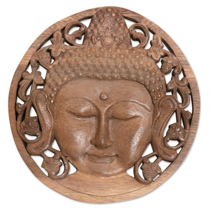 Berry Buddha Handcrafted Suar Wood Buddha Relief Panel from Bali