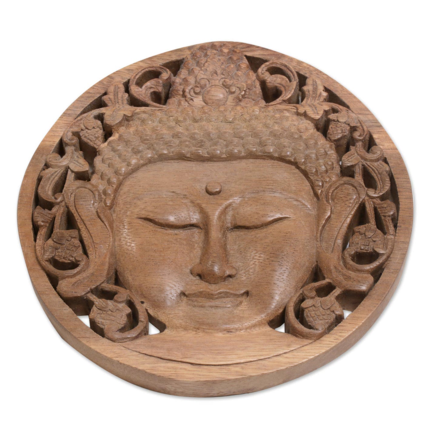 Berry Buddha Handcrafted Suar Wood Buddha Relief Panel from Bali