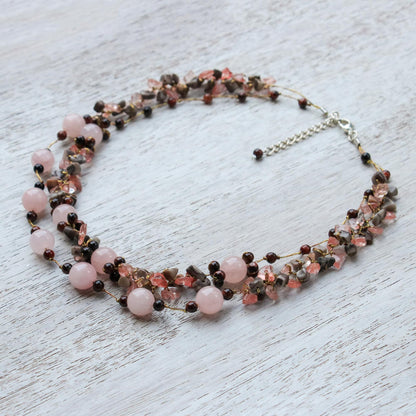 Magical Inspiration in Pink Multi-Gemstone Rose Quartz Beaded Necklace from Thailand