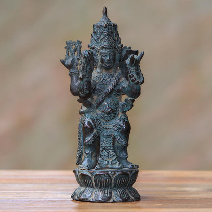 Catur Muka Bronze Statuette with Four Faces from Indonesia