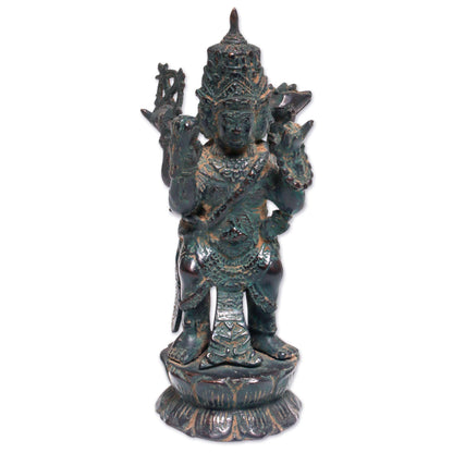 Catur Muka Bronze Statuette with Four Faces from Indonesia