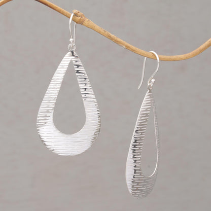 Silver Gleam Handcrafted Sterling Silver Drop Shaped Dangle Earrings