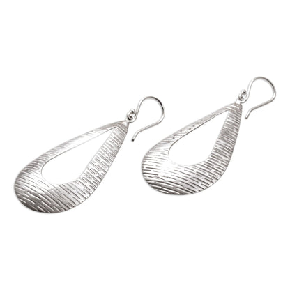 Silver Gleam Handcrafted Sterling Silver Drop Shaped Dangle Earrings