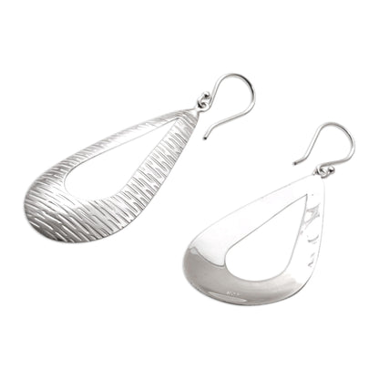 Silver Gleam Handcrafted Sterling Silver Drop Shaped Dangle Earrings
