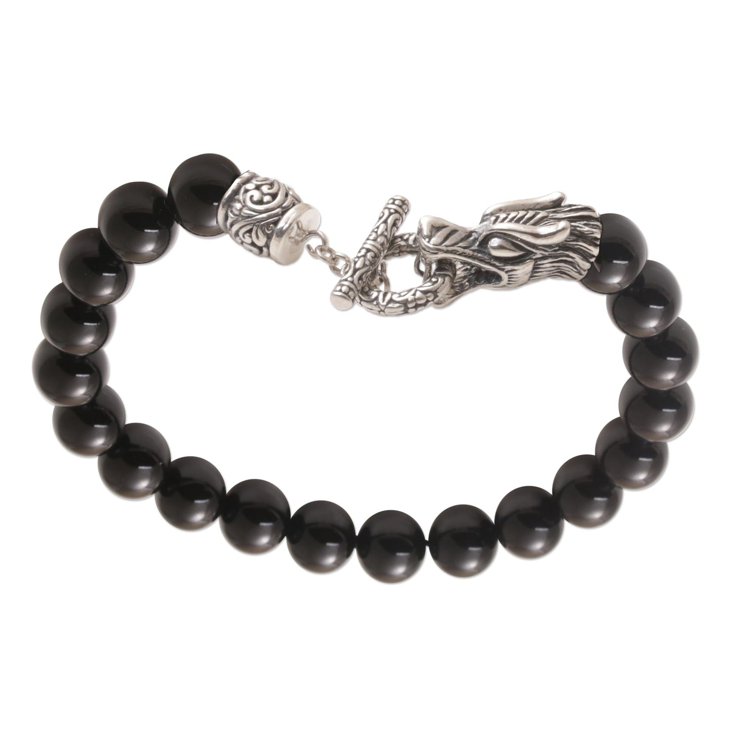 Dragon Glory Men's Silver & Onyx Bracelet