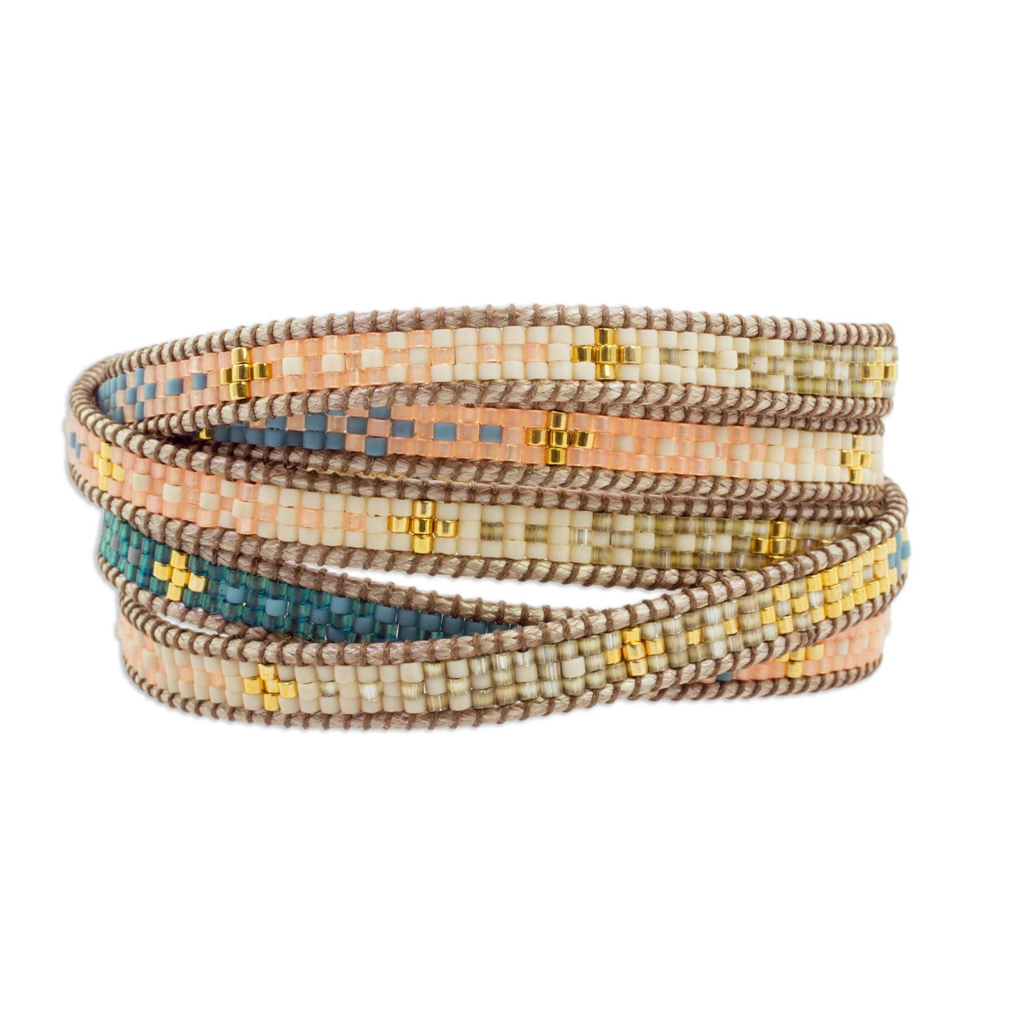 Cerro de la Cruz in Blue Glass Beaded Wrap Bracelet