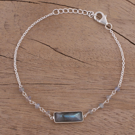 Magical Prism Labradorite Silver Pendant Bracelet