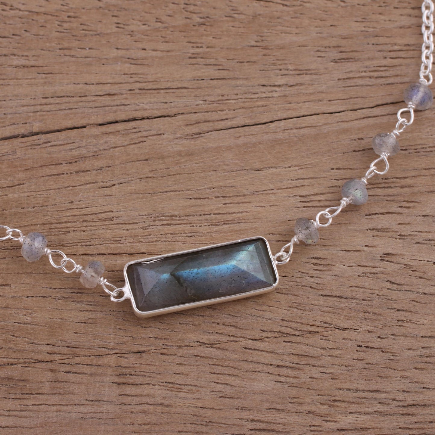 Magical Prism Labradorite Silver Pendant Bracelet