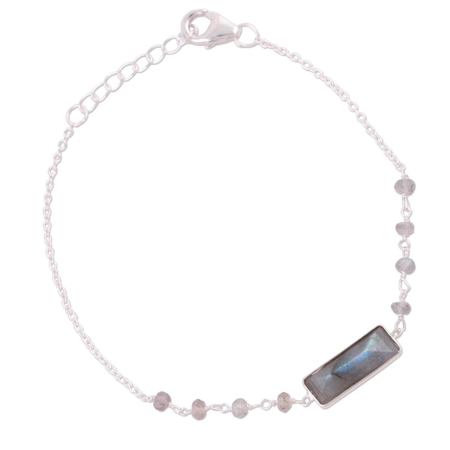 Magical Prism Labradorite Silver Pendant Bracelet