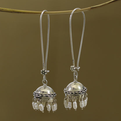 Beauty in Tradition Cultured Pearl and Sterling Silver Jhumki Dangle Earrings