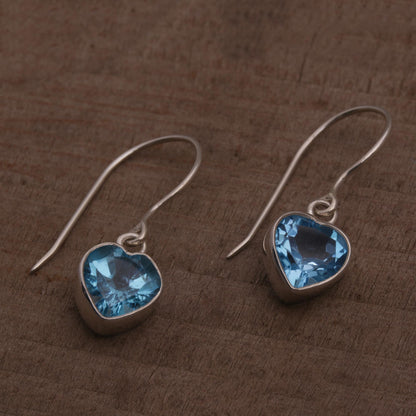 Color of Love Blue Topaz Heart-Shaped Dangle Earrings from Bali