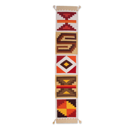 Style of the Andes Handwoven Wool Blend Table Runner with Geometric Motifs