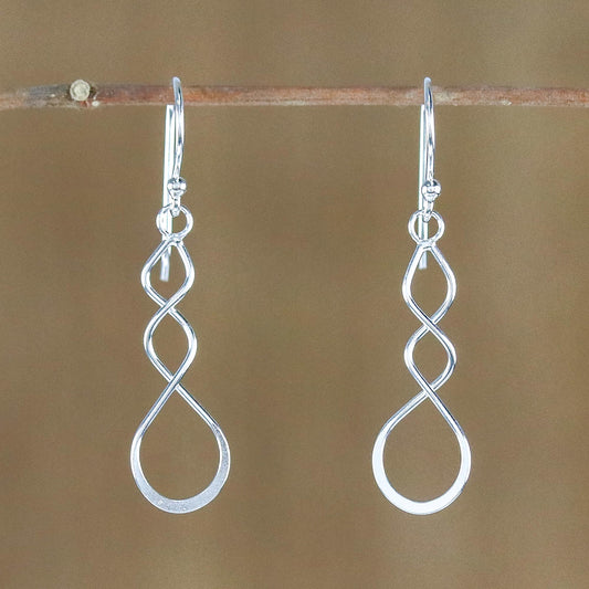 Droplet Twist Sterling Silver Twisting Dangle Earrings from Thailand