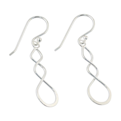 Droplet Twist Sterling Silver Twisting Dangle Earrings from Thailand