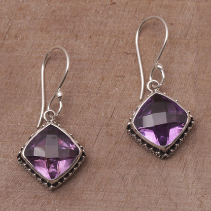 Eyes of Pura Amethyst and Silver Bubble Motif Dangle Earrings from BAli