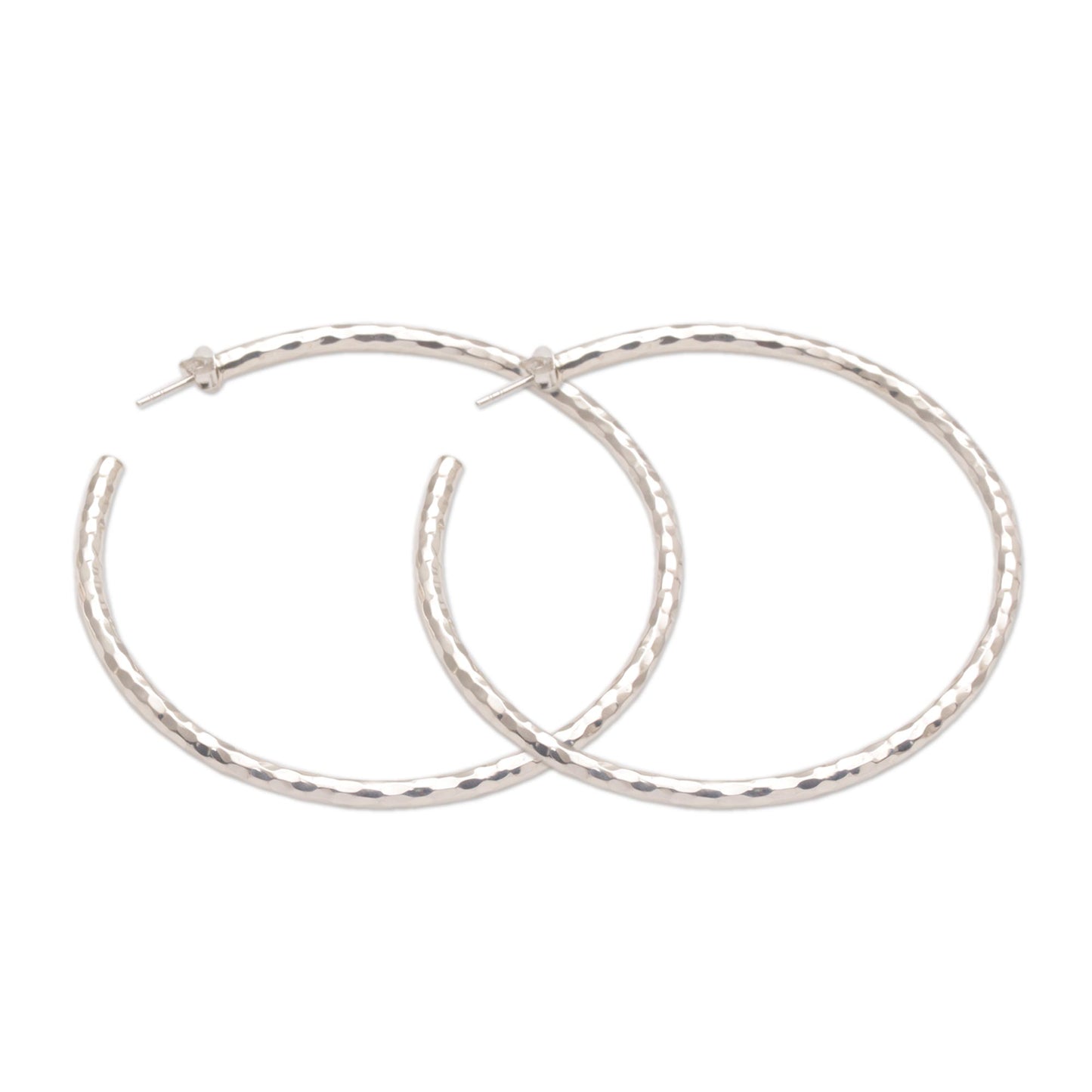 Glimmering Memories Sterling Silver Hammered Motif Half-Hoop Earrings from Bali