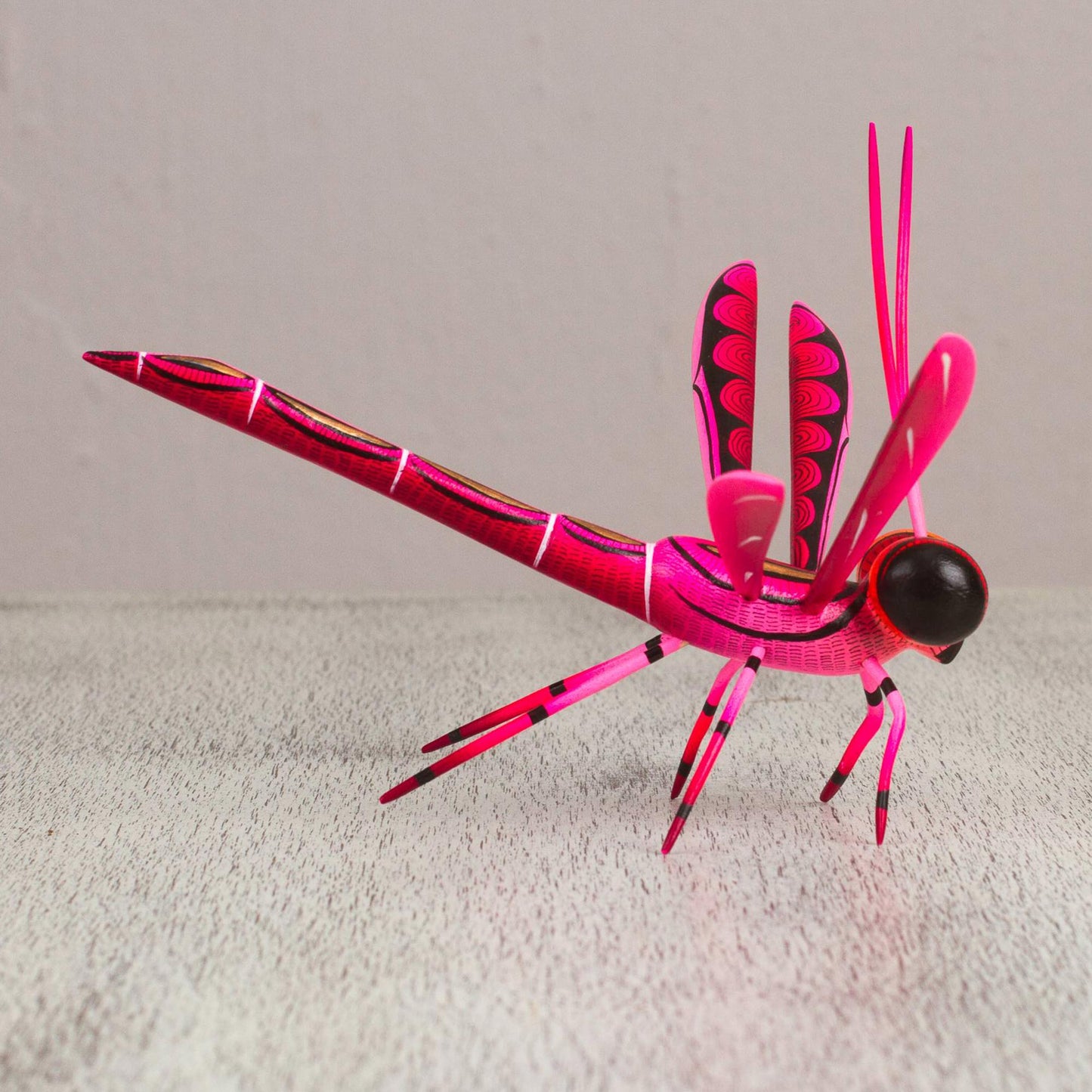 Sweet Freedom in Pink Handcrafted Pink Copal Wood Dragonfly Sculpture from Mexico