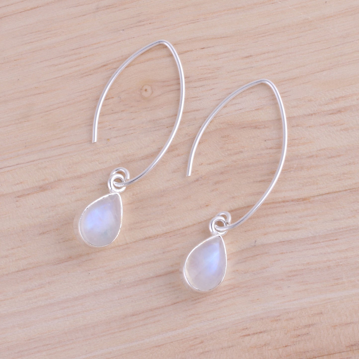 Trendy Luster Rainbow Moonstone Silver Earrings