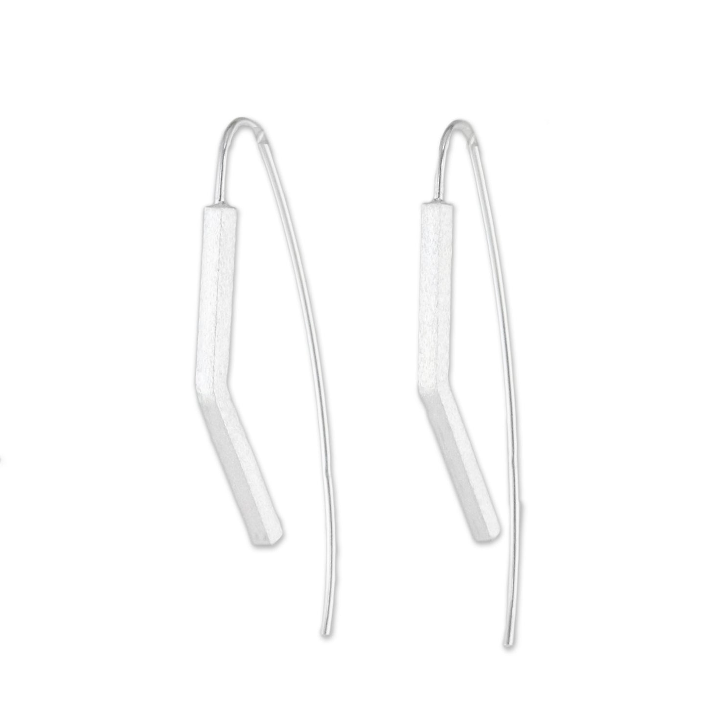 Bent Pillars Angular Sterling Silver Drop Earrings from Thailand