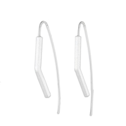 Bent Pillars Angular Sterling Silver Drop Earrings from Thailand