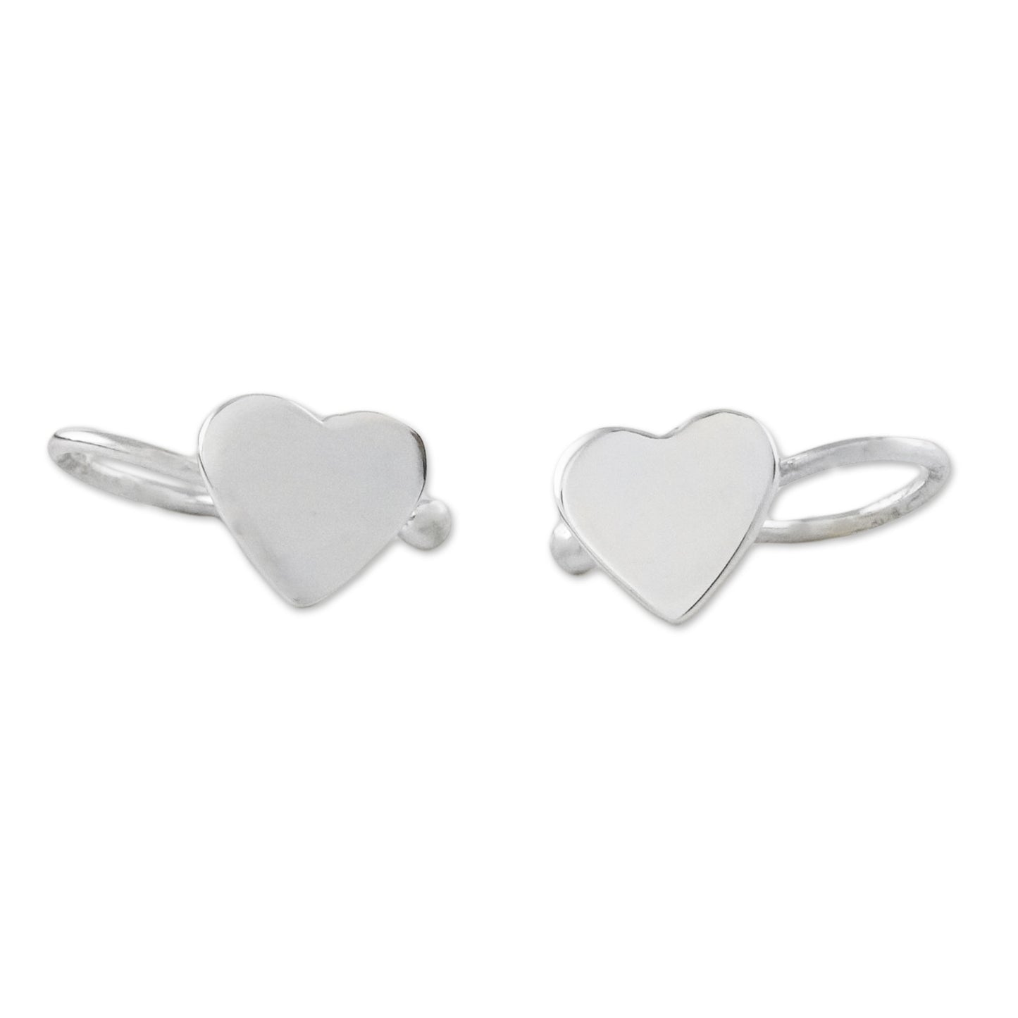 Petite Hearts Handcrafted Sterling Silver Heart Ear Cuffs from Thailand