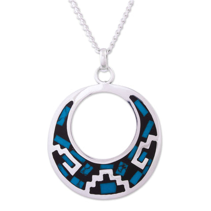 Window of History Geometric Turquoise Pendant Necklace from Mexico