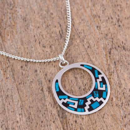 Window of History Geometric Turquoise Pendant Necklace from Mexico