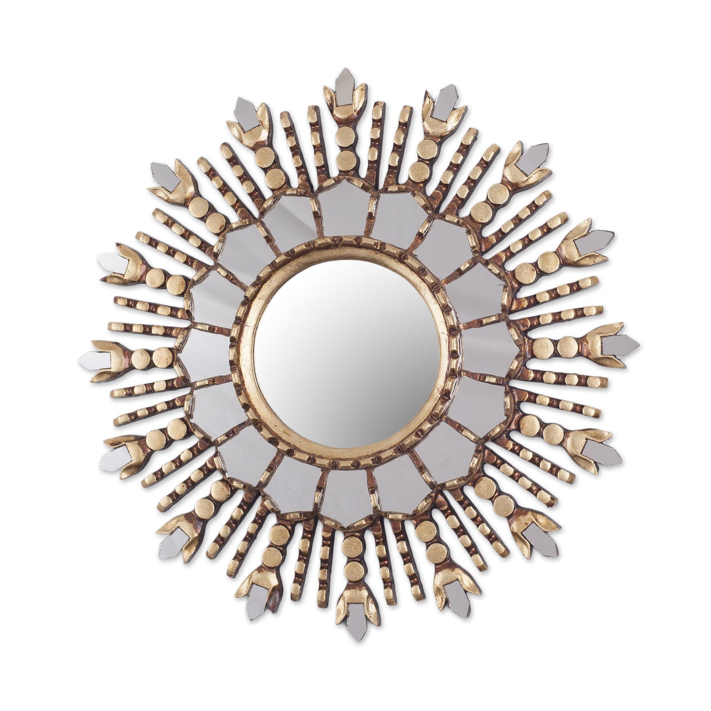 Cuzco Radiance Round Sun-Like Wall Mirror Hand Crafted in Peru