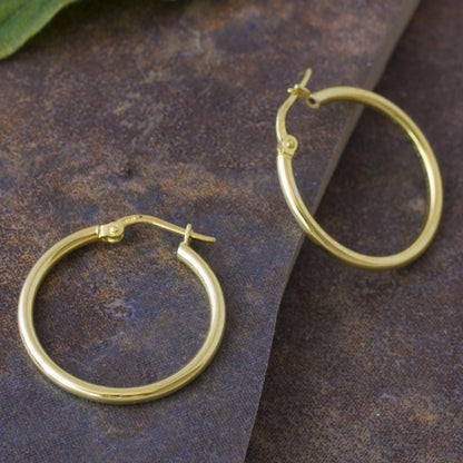 Eternal Gleam 18k Gold Plated Sterling Silver Hoop Earrings from Peru